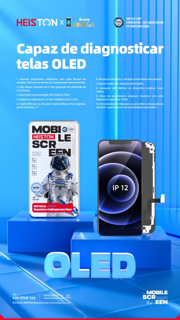 ip 12 Tela de Reposição HESTON LE iPhone 12 OLED - Qualidade de Fábrica com True Tone