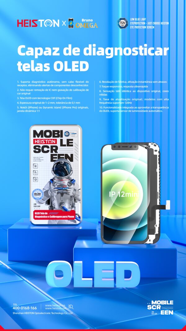 ip 12 mini Tela de Reposição HESTON LE iPhone 12 Mini OLED - Qualidade Original com Brilho Automático
