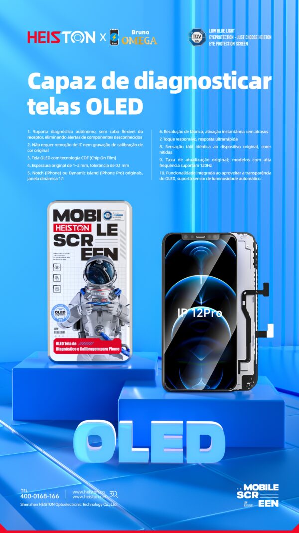 ip 12 pro Tela de Reposição HESTON LE iPhone 12 Pro OLED - Qualidade OEM com Suporte True Tone