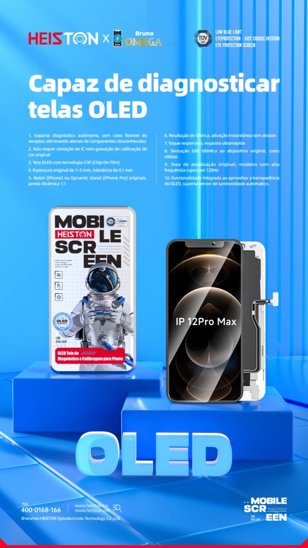 ip 12 pro max Tela de Reposição HESTON LE iPhone 12 Pro Max OLED - Qualidade Premium com True Tone