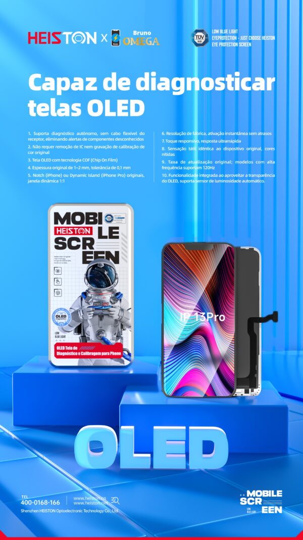ip 13 pro Tela de Reposição HESTON LE iPhone 13 Pro OLED - ProMotion 120Hz com True Tone