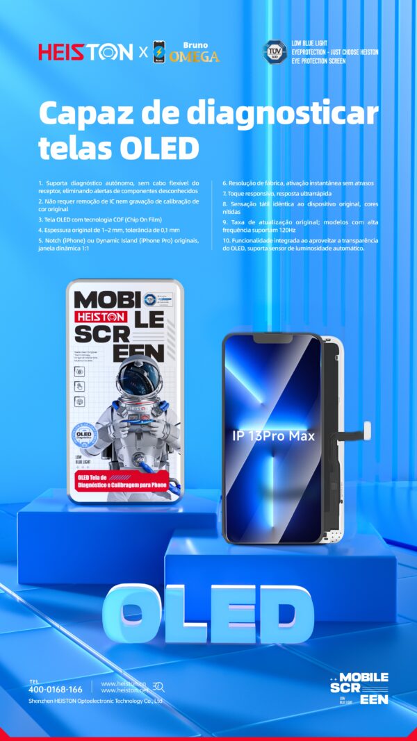 ip 13 pro max Tela de Reposição HESTON LE iPhone 13 Pro Max OLED - ProMotion 120Hz com Dynamic Island