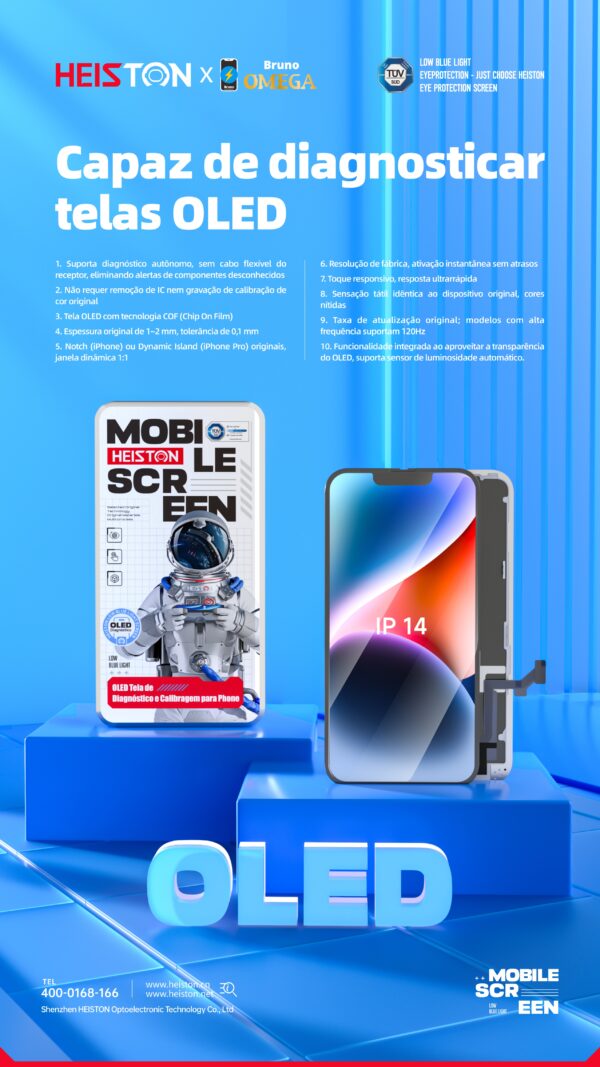 ip 14 Tela de Reposição HESTON LE iPhone 14 OLED - Qualidade OEM com True Tone