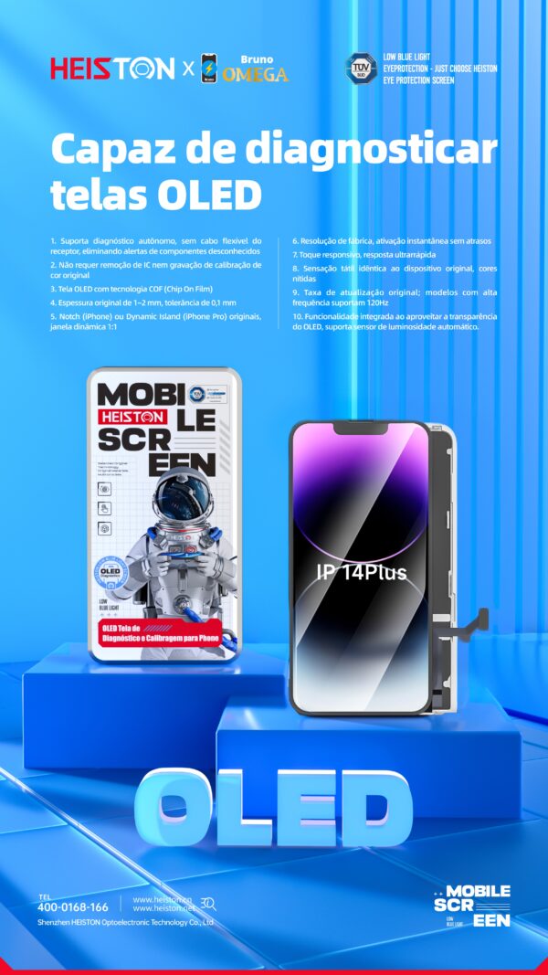 ip 14 plus Tela de Reposição HESTON LE iPhone 14 Plus OLED - Resolução de Fábrica com True Tone