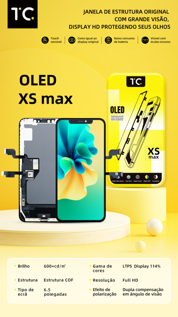 Tela HESTON LE iPhone XS Max Hard OLED - Tela Grande 6.5" e Gama de Cores 114%