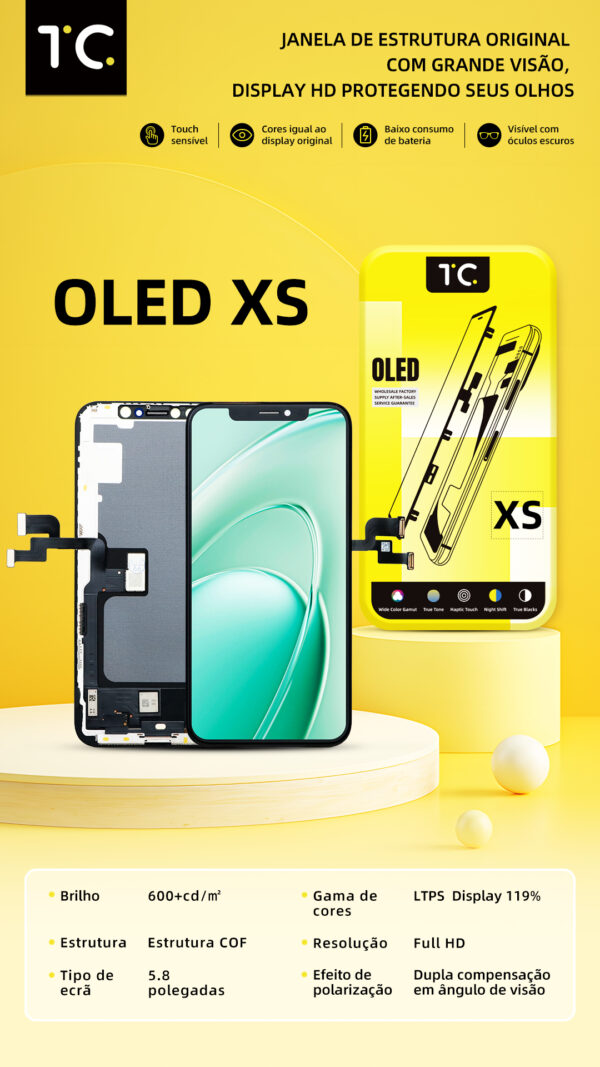 XS hard oled Tela HESTON LE iPhone XS Hard OLED - Gama de Cores 119% e Tela de 5.8"