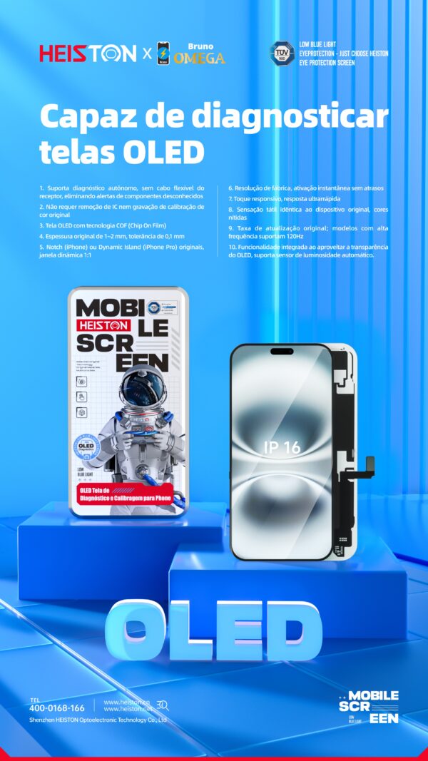 Tela de Reposição HESTON LE iPhone 16 OLED - Dynamic Island e Qualidade OEM