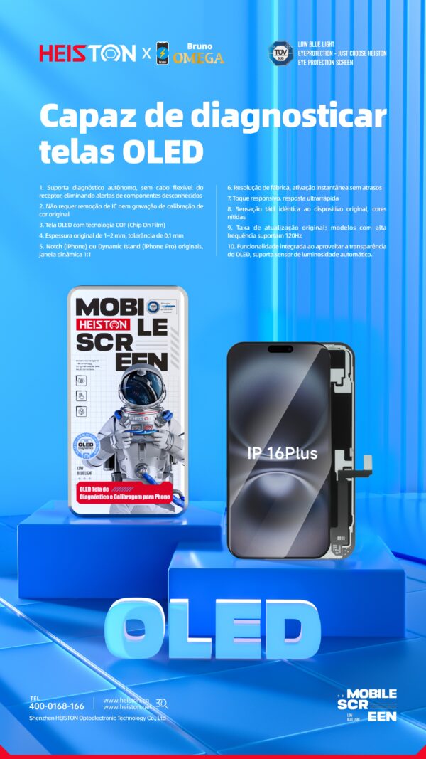Tela de Reposição HESTON LE iPhone 16 Plus OLED - Dynamic Island e Qualidade OEM