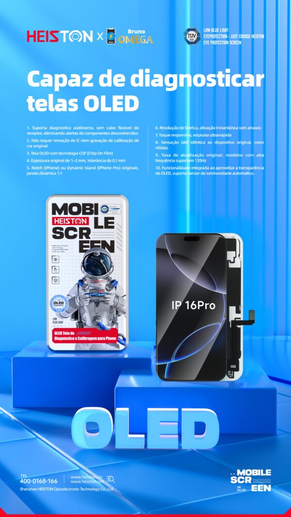 ip 16 pro Tela de Reposição HESTON LE iPhone 16 Pro OLED - Dynamic Island e ProMotion 120Hz