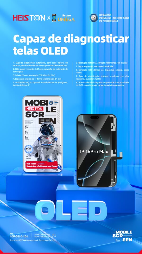 Tela de Reposição HESTON LE iPhone 16 Pro Max OLED - Dynamic Island e ProMotion 120Hz